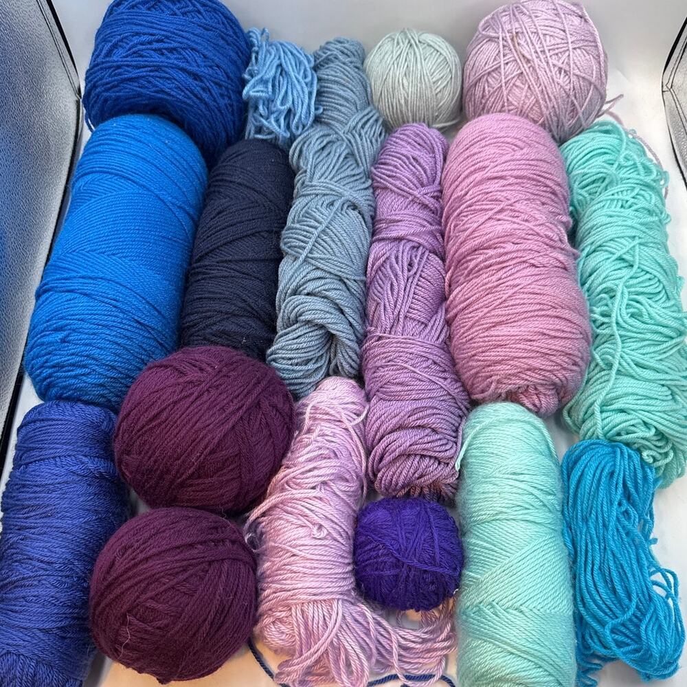 4lb Yarn Lot Mixed Coastal Mermaid Ocean Dusk Cool Palette Unbranded Acrylic